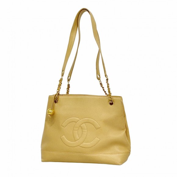 CHANEL Cream Caviar Leather Shoulder Bag - Picture 1 of 15